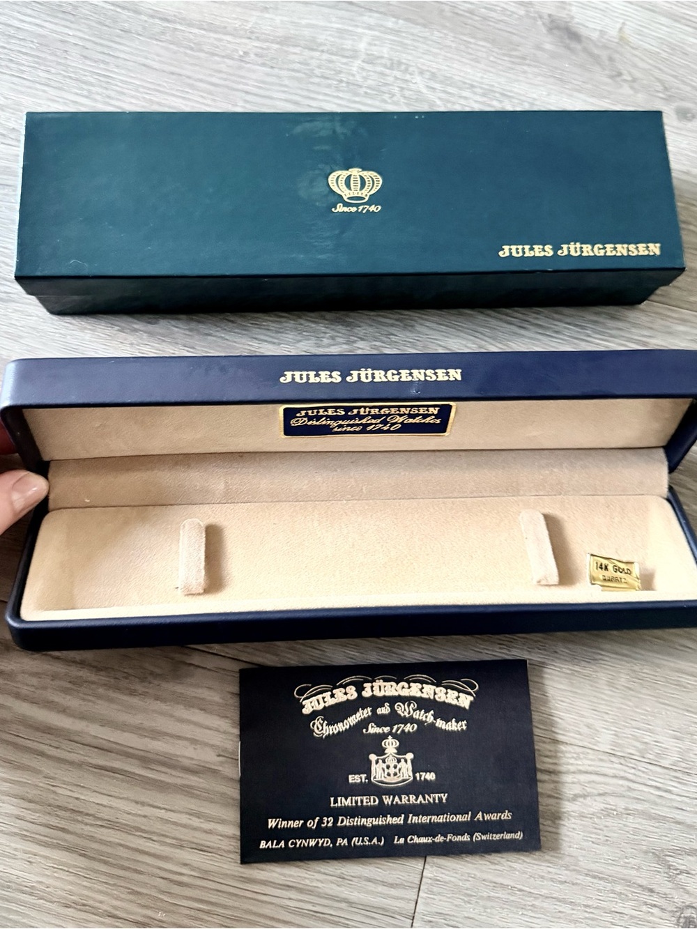JULES JÜRGENSEN Blue/Cream Watch Box + Outer Box 9.90x2.75x1.60” + Booklet